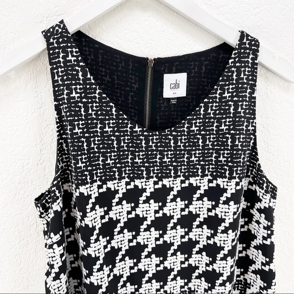 CAbi Broken Check Houndstooth Back Zip Tank Top Sleeveless Size Small S - Picture 3 of 7